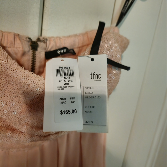 TFNC London pink strapless dress with sequins - Picture 2 of 3